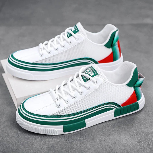 Men's Lace-Up Sneakers Trim Detail - Fashinoza