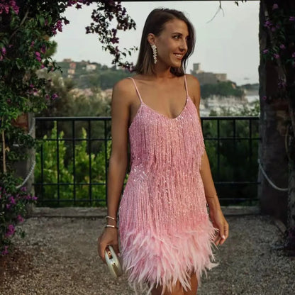 Beatrice | Women Wedding Guest Fringe Mini Dress