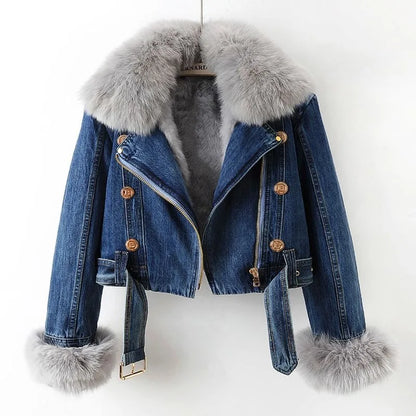 Bertoli Women's Faux Fur Denim Jacket - 
Fashinoza