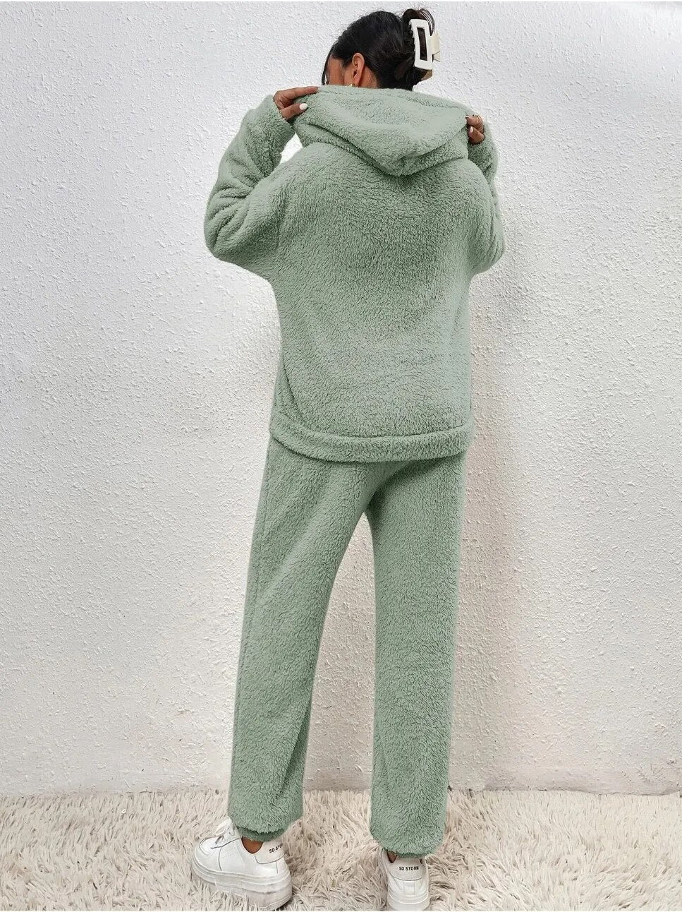 Teddy Hooded Housesuit Ultra Comfortable Cozy Beige