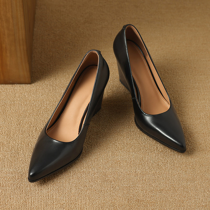 Women's Pointed Toe Pumps Block Heel Slip On Shoes