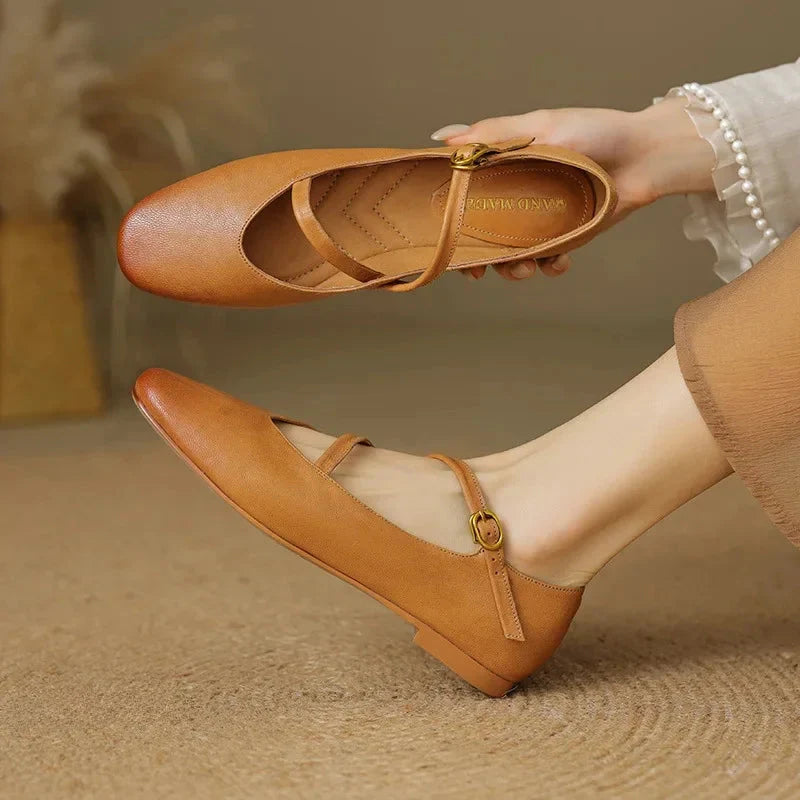 Women's Buckle Mary Jane Flats Closed Toe - 
Fashinoza