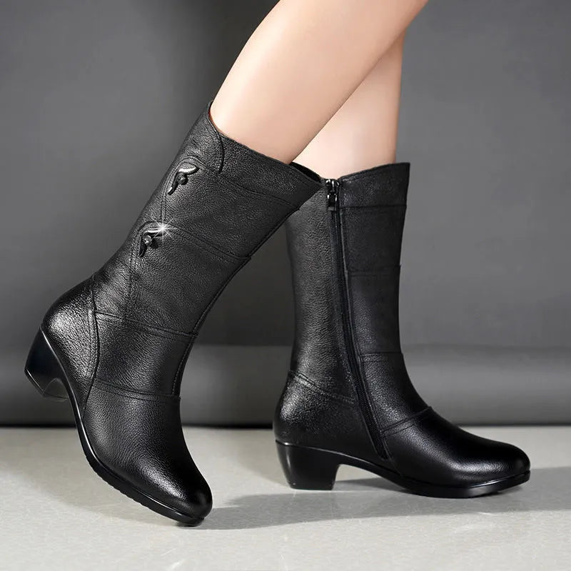 Women's Mid Calf Side Zip Boots