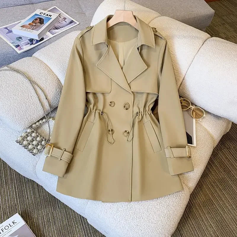 Women's Cotton Trench Coat Mid-Length Beige