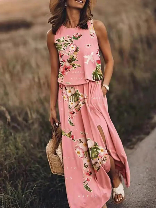 Women's Graphic Print Maxi Dress Summer - 
Fashinoza