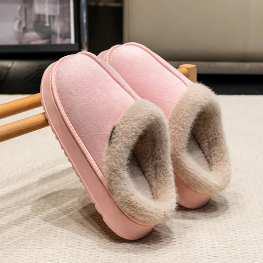 Women's Plush Slippers Warm Lining Non-Slip Sole - Fashinoza