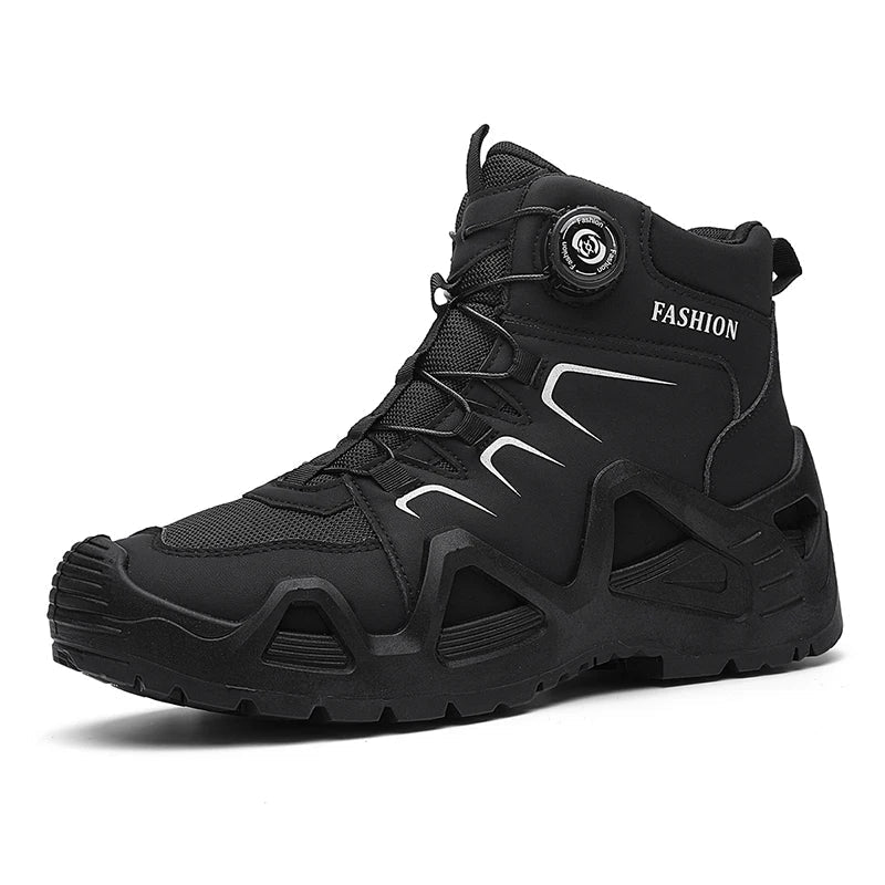 Men’s Waterproof Outdoor Hiking Boots with Microfiber Leather and Rotating Buckle Closure