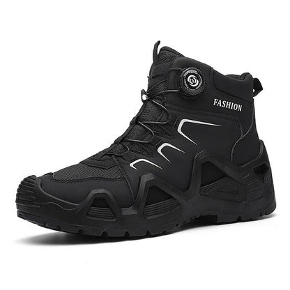 Men’s Waterproof Outdoor Hiking Boots with Microfiber Leather and Rotating Buckle Closure