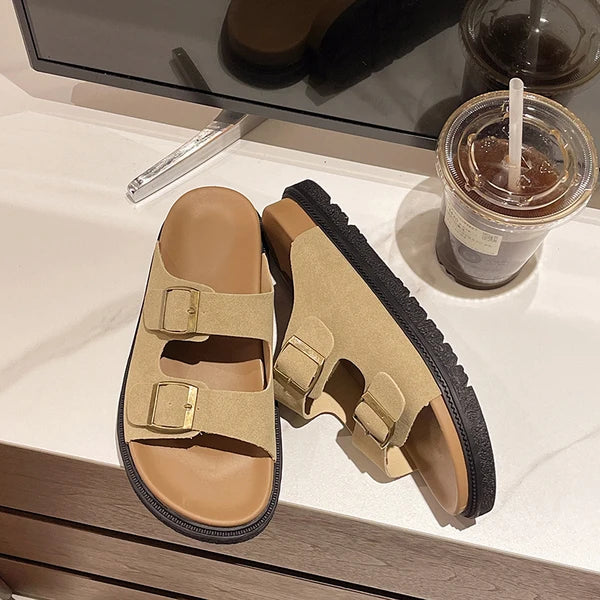 Solange Women's Buckle Sandals Cushioned Slip-On