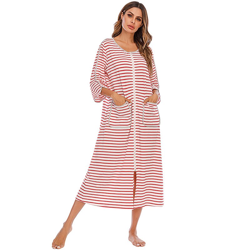 Women's Hooded Fleece Zip Up Nightdress