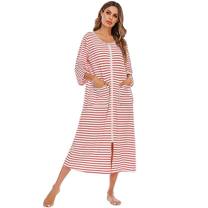 Women's Hooded Fleece Zip Up Nightdress