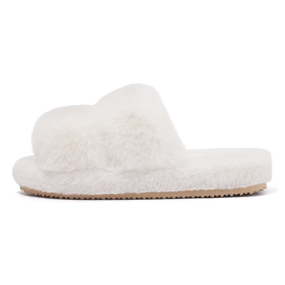 Women's Open Toe Slippers Plush Adjustable Strap Soft Sole