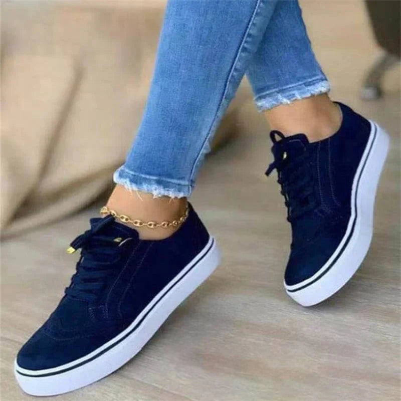Women's Platform Sneakers Lace-Up Brogue Detail