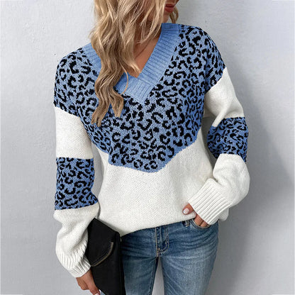 Women's Long Sleeve Sweater Contrast Sections