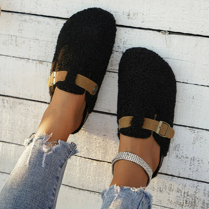 Women's Slip-On Slippers Soft Comfortable Buckle Detail