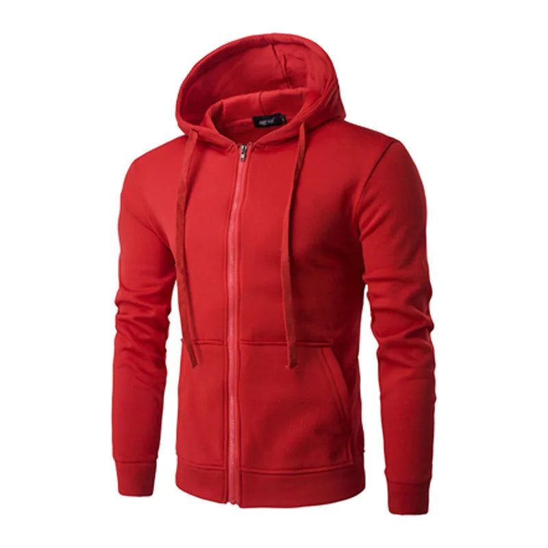 Men's Slim Fit Zip Up Sport Hoodie Adjustable Drawstring