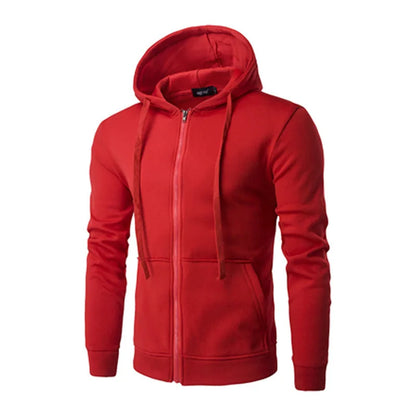 Men's Slim Fit Zip Up Sport Hoodie Adjustable Drawstring