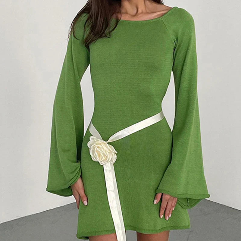 Audrey | Women Summer Long Sleeve Mini Dress