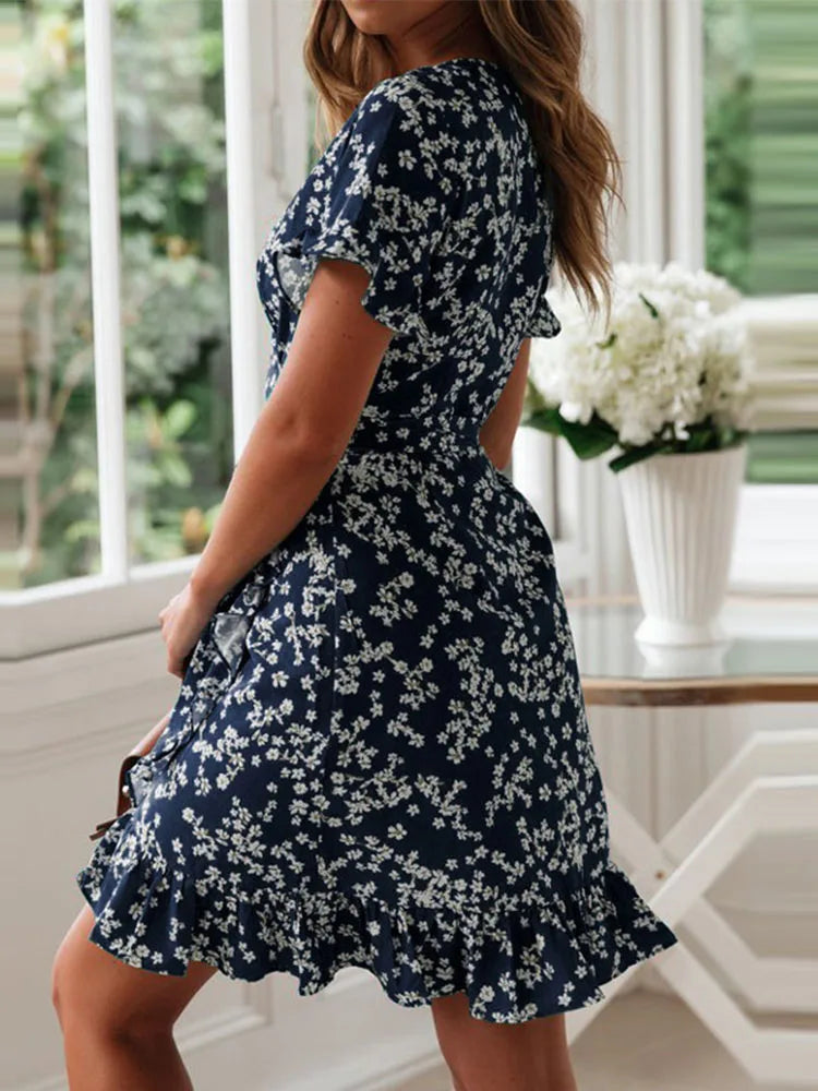 Gianna - Floral Wrap Mini Dress