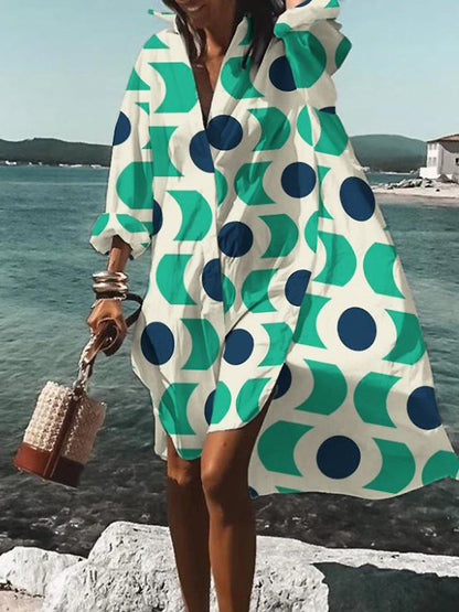 Women's Mini Floral Long Sleeve Shirt Dress