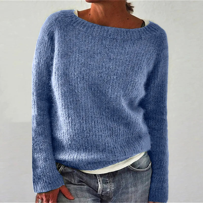 Women's Cozy Knit Sweater Loose Fit Pullover