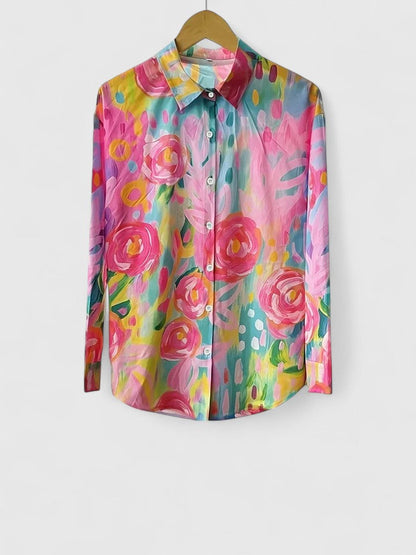 Julia | Womens Colorful Floral Button Shirt