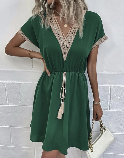 Women's V Neck Boho Flowy Dress Casual