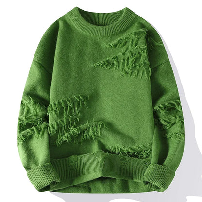 Distressed Knit Crewneck Sweater