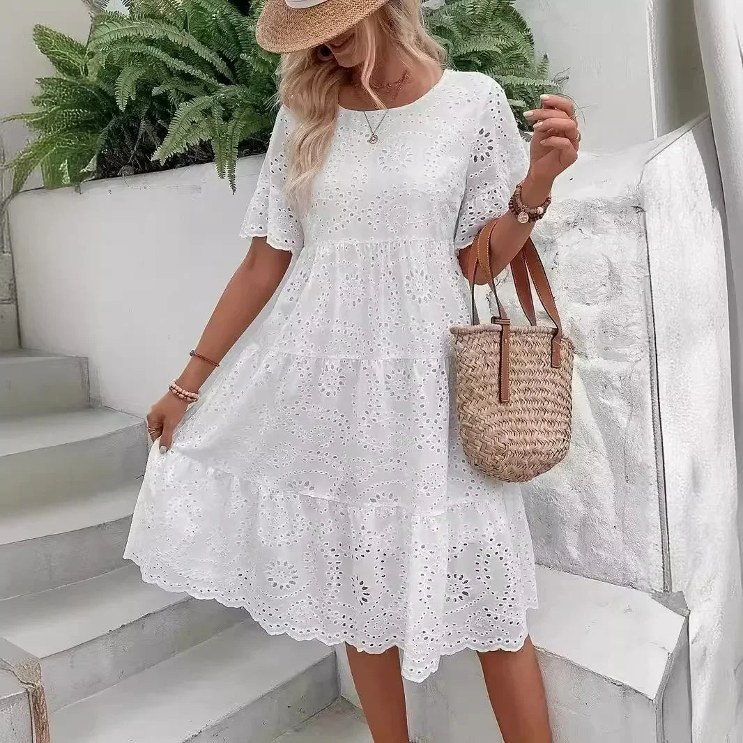 Amelie | Women’s Eyelet Midi Dress