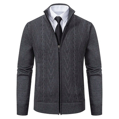 Men’s Zip-Up Cable Knit Sweater