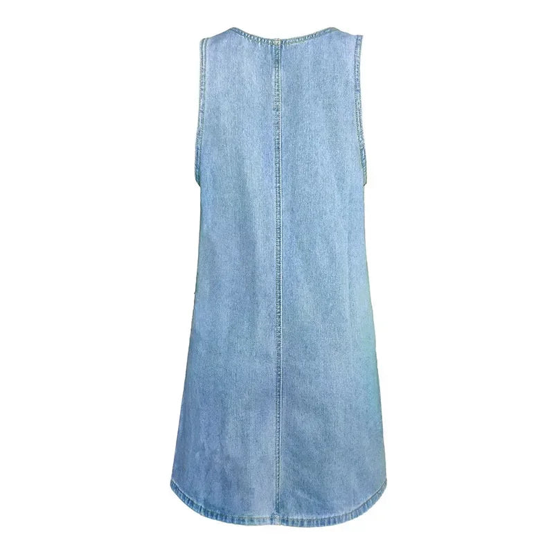 Women's Summer Dress Round Neck Oversized Pockets