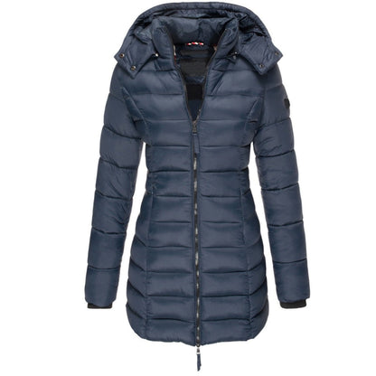 Women's Down Filled Winter Parka Coat Long Hooded Waterproof Black