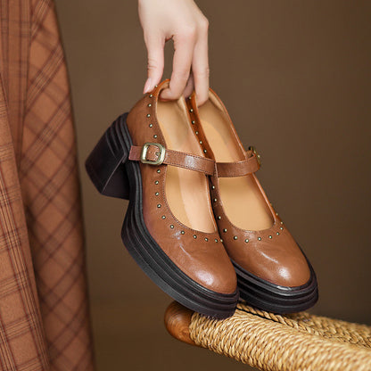 Reva Genuine Leather Heels