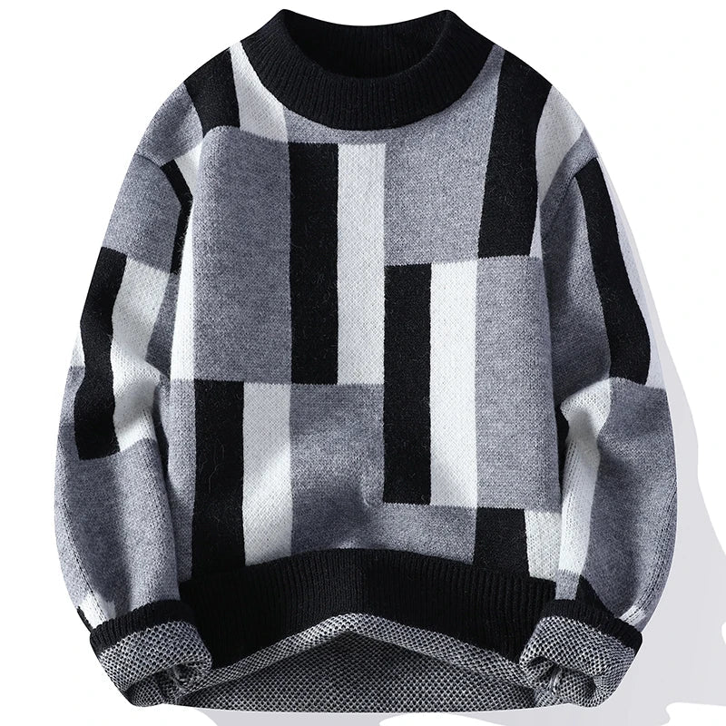 Colorblock Geometric Knit Sweater
