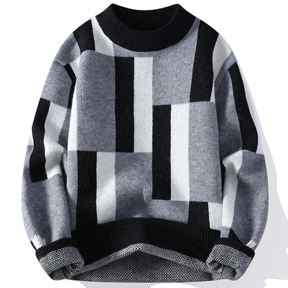 Colorblock Geometric Knit Sweater