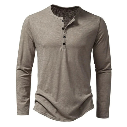 Men's Classic Henley Shirt Regular Fit Solid Comfort - 
Fashinoza