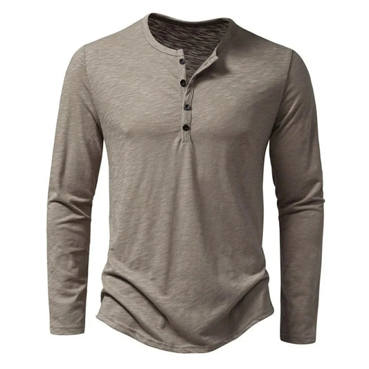 Men's Classic Henley Shirt Regular Fit Solid Comfort - 
Fashinoza