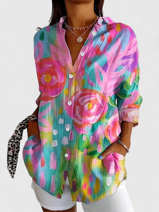 Julia | Womens Colorful Floral Button Shirt