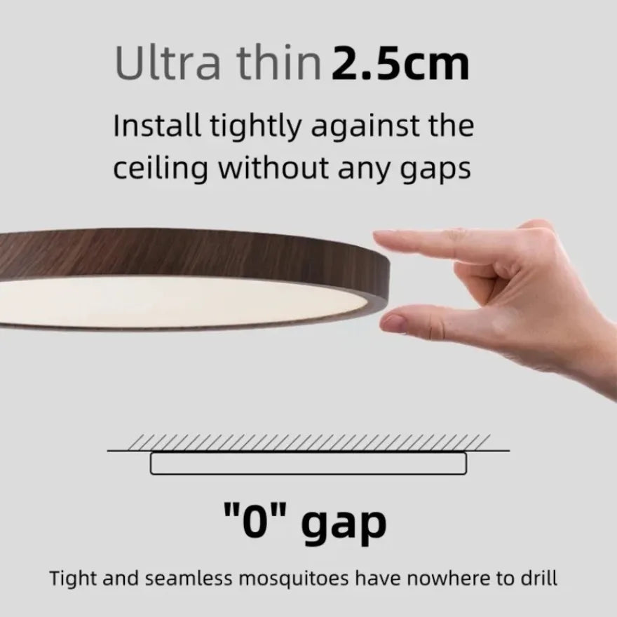 Circular Wooden LED Ceiling Light Walnut Finish