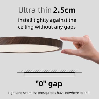 Circular Wooden LED Ceiling Light Walnut Finish