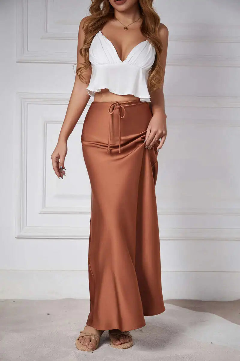 Women's Satin Maxi Skirt - 
Fashinoza