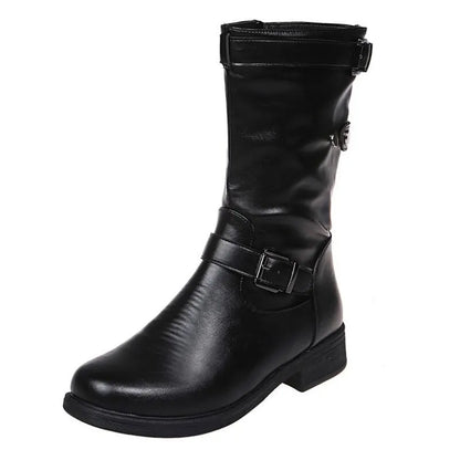 Women's Flat Boots Buckle Strap