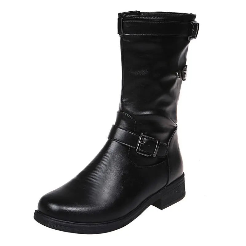 Women's Mid Calf Boots Buckle Accent