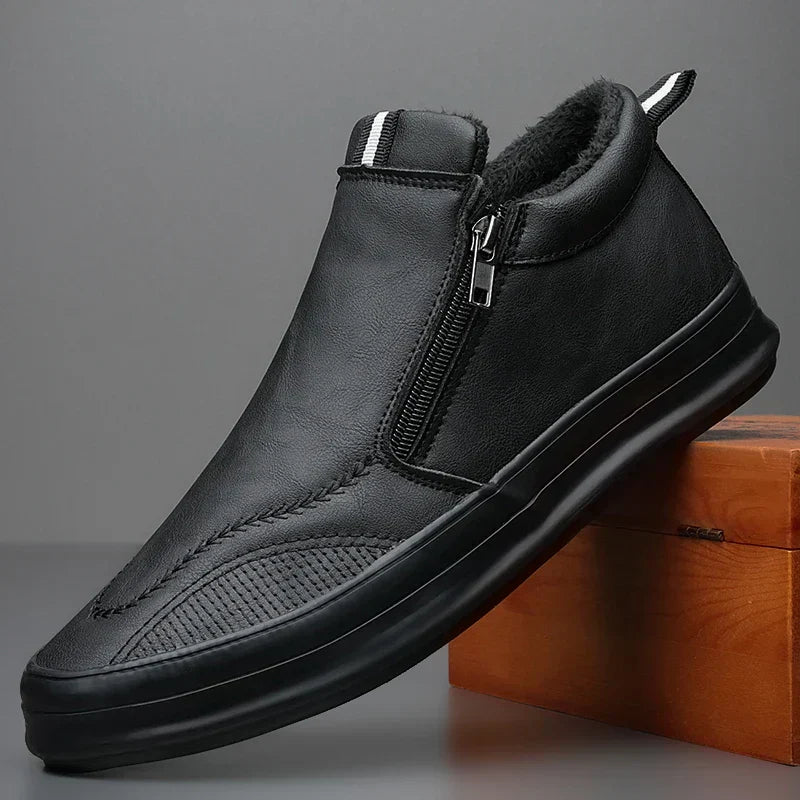 Nirvana Men's Leather Sneakers Black - 
Fashinoza