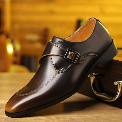Cristiano Men's Leather Monk Strap Loafers - 
Fashinoza
