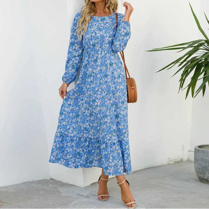 Women's Maxi Long Sleeve Floral Summer Dress