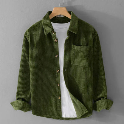 Men's Long Sleeve Shirt Button Front Chest Pocket