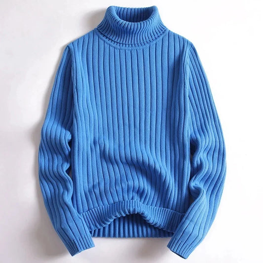 Women's Ribbed Knit Turtleneck Sweater - Fashinoza