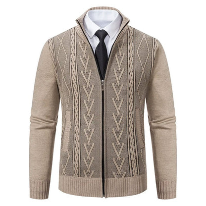 Men’s Zip-Up Cable Knit Sweater