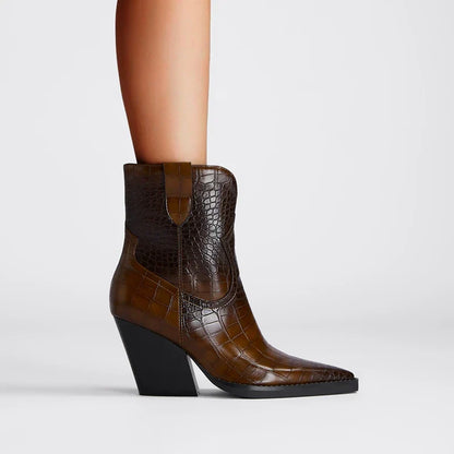 Women's Ankle Boots Croc Embossed